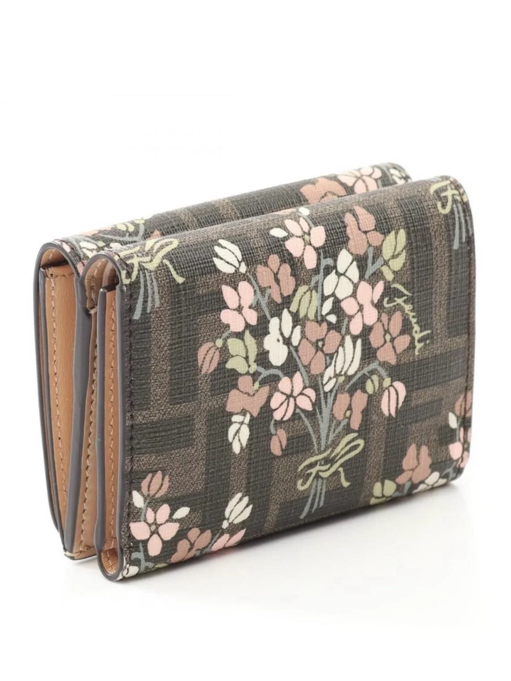 Fendi SS25 FF Tri-Fold Wallet Flower Bouquet 'Brown'